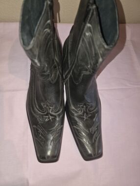 Men's Black Ankle Delli Aldo Leather Dress Boots, Size 8-1/2, Zipper Ankle.
